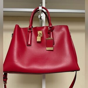 ALDO Red Leather Handbag with Gold Accents
